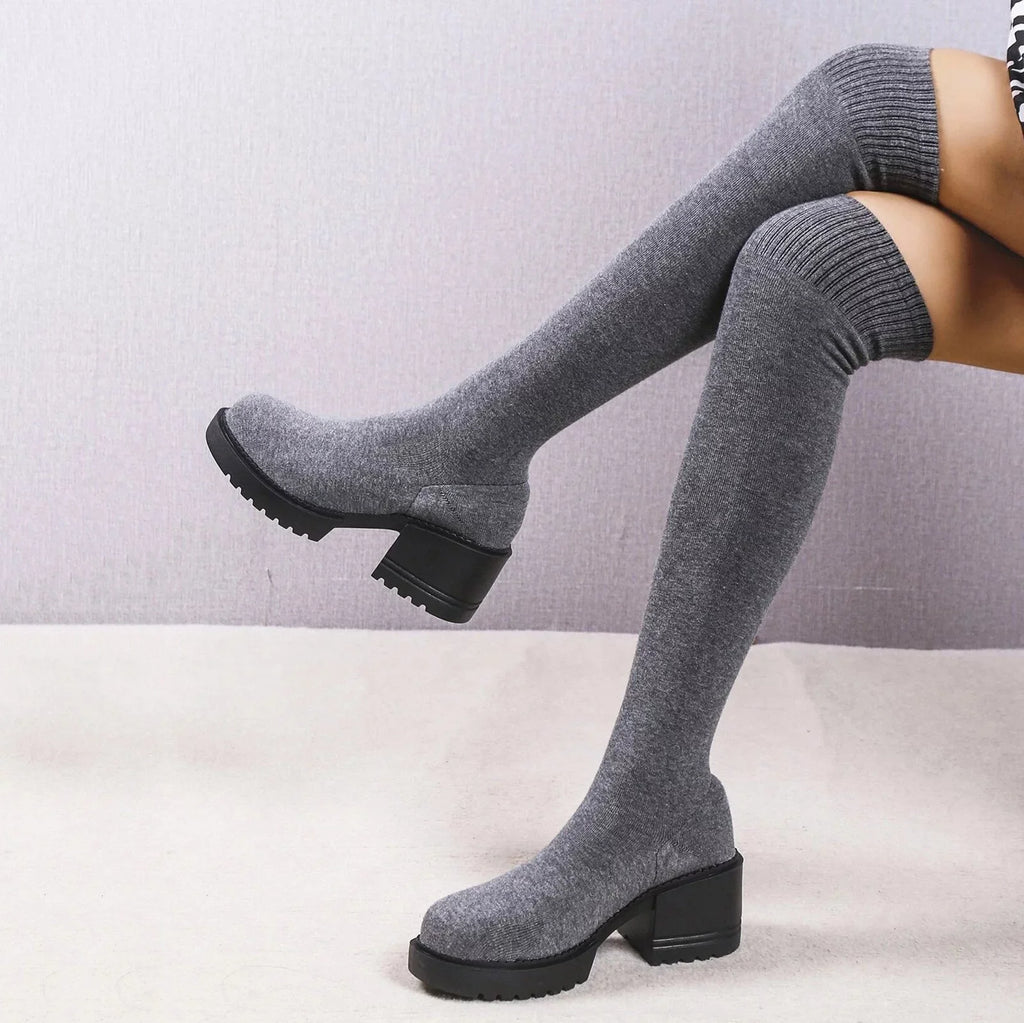 PMUYBHF Pull on Work Boots Women Minimalist Heeled Sock Boots Long Boots Ladies Knee Length Boots Buckle Winter Boots for Women Waterproof Snow Size 11