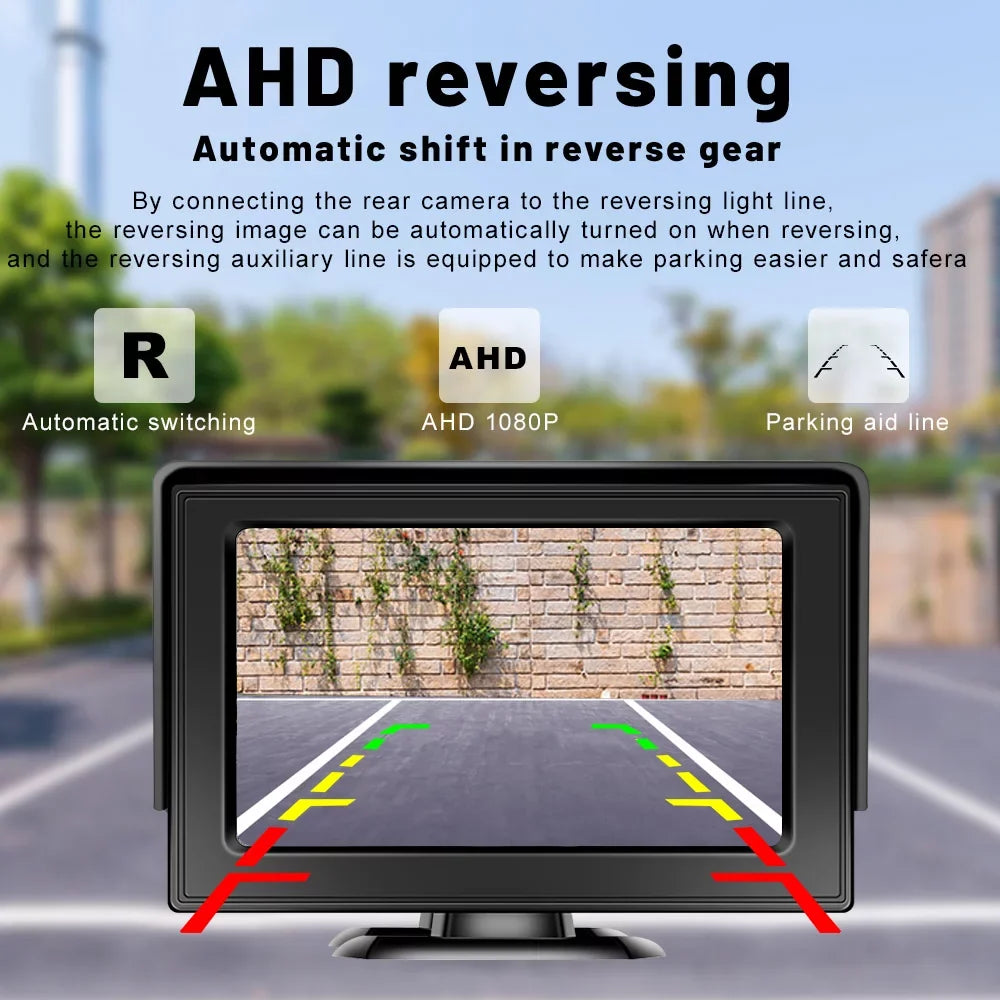 Wireless Backup Camera Kit with Stable Digital Signal, 4.3’’ Monitor& Rear View Camera InstalLatitudeion for Truck, Van, Camping Car, SUV Reverse automatic display