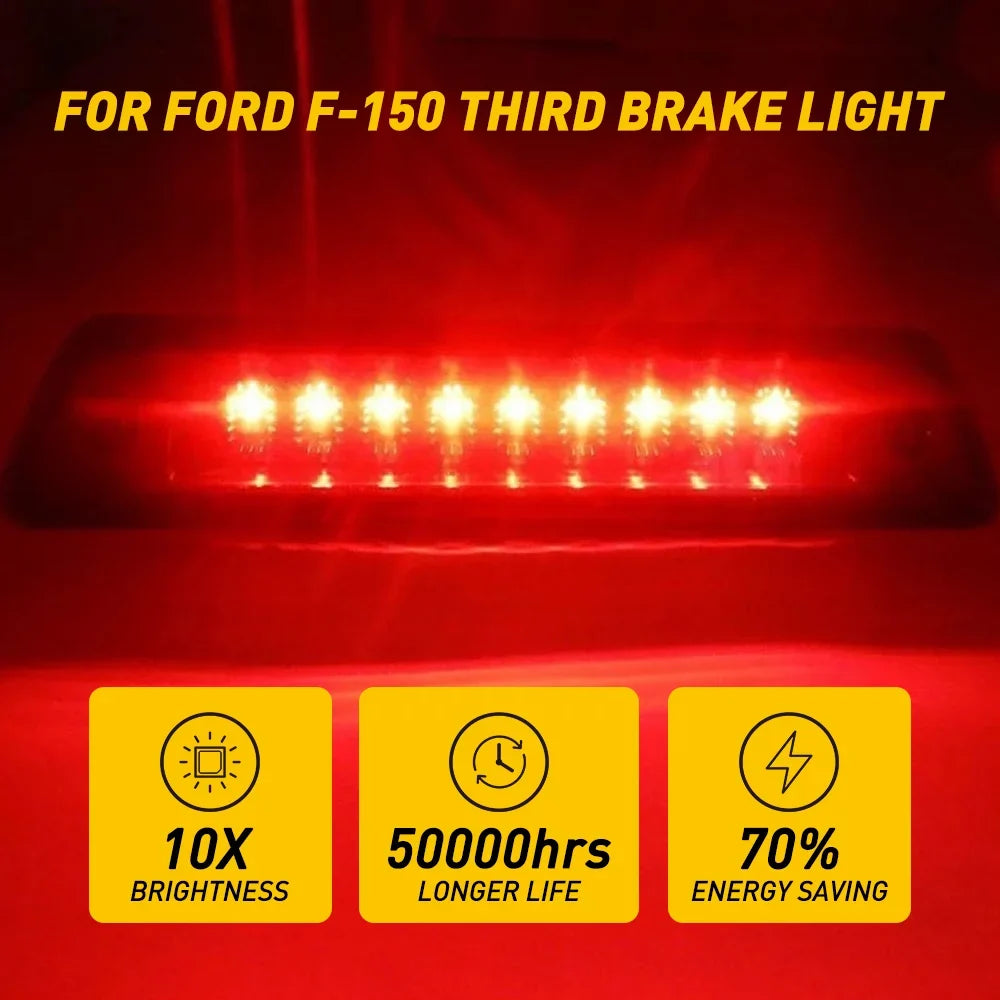 The 3rd Brake Light/Rear Cargo Light Smoked For 2009-2014 Ford F150, Power Saving, IP67 Waterproof