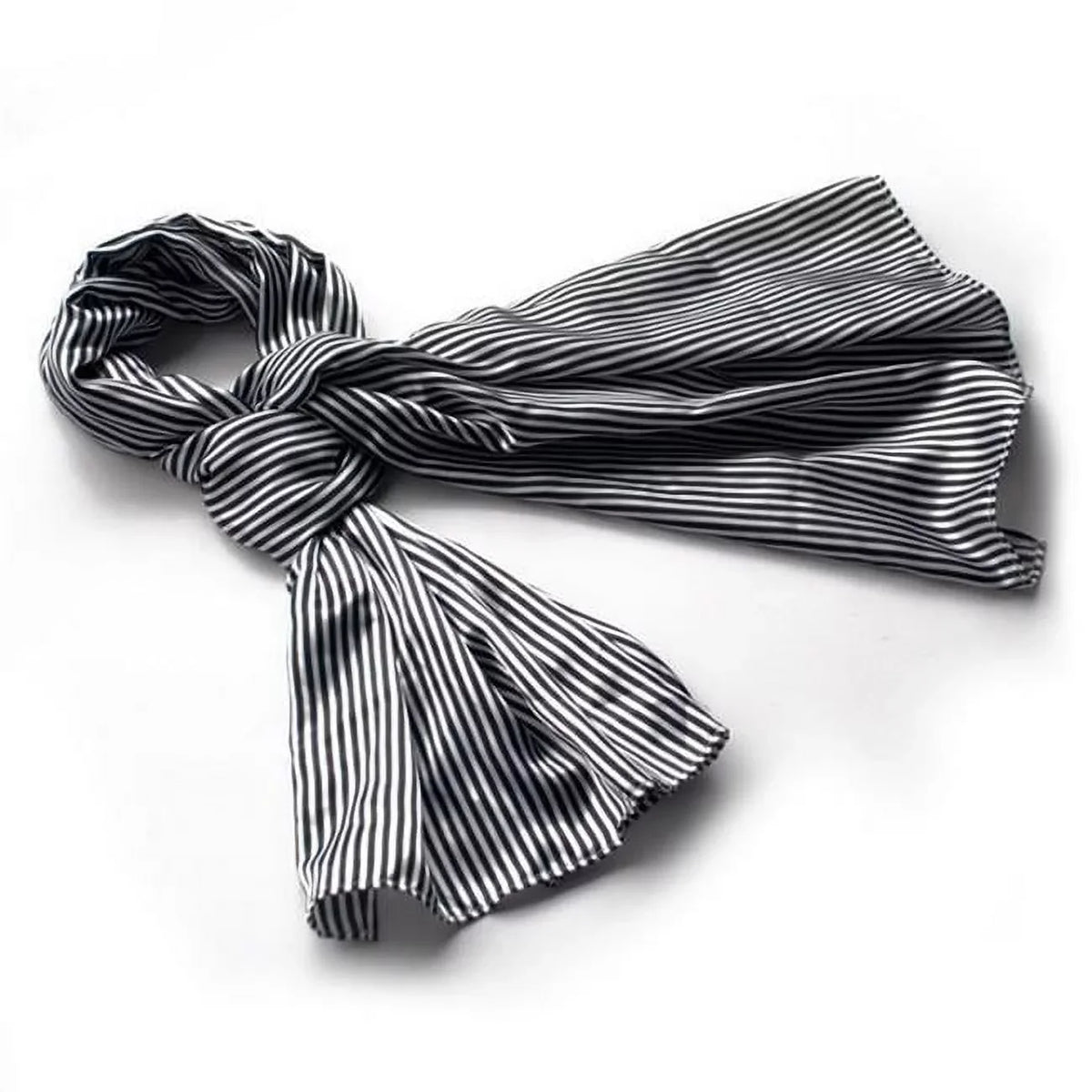 BRA-SCA01025-L Blancho Black & White Stripe Elegant Fashion Soft Natural Silk Scarf/Wrap/ShawlLarge