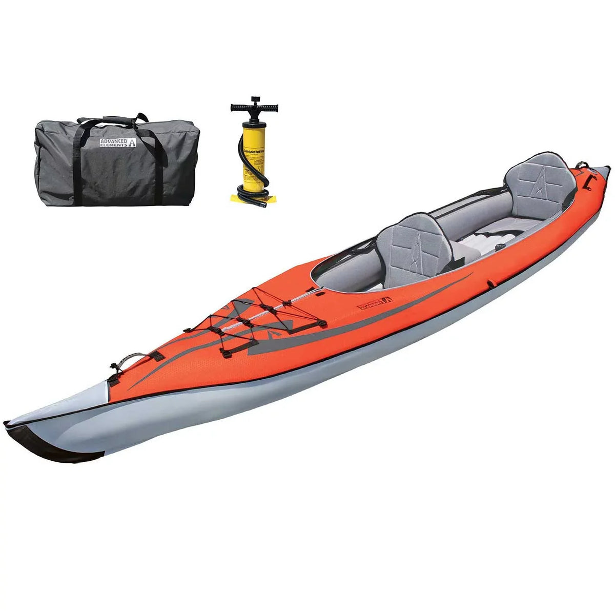 Advanced Elements AdvancedFrame® - Recreational InfLatitudeable Kayak with Pump - Convertible Solo or Tandem Kayak - 15 ft - Red