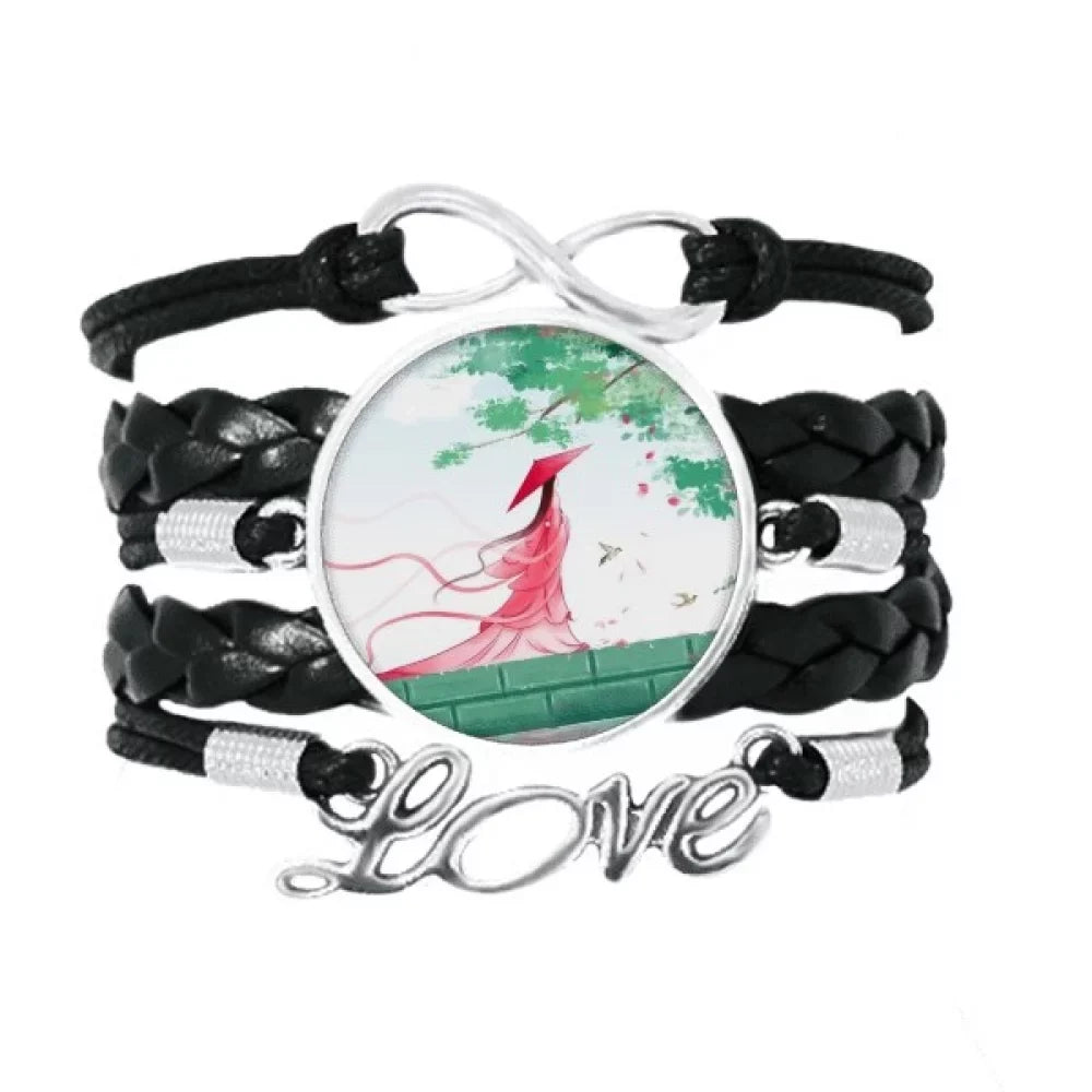 Verlion Aquamarine Chinese Style Watercolor Bracelet Love Accessory Twisted Leather Knitting Rope Wristband