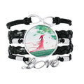 Verlion Aquamarine Chinese Style Watercolor Bracelet Love Accessory Twisted Leather Knitting Rope Wristband