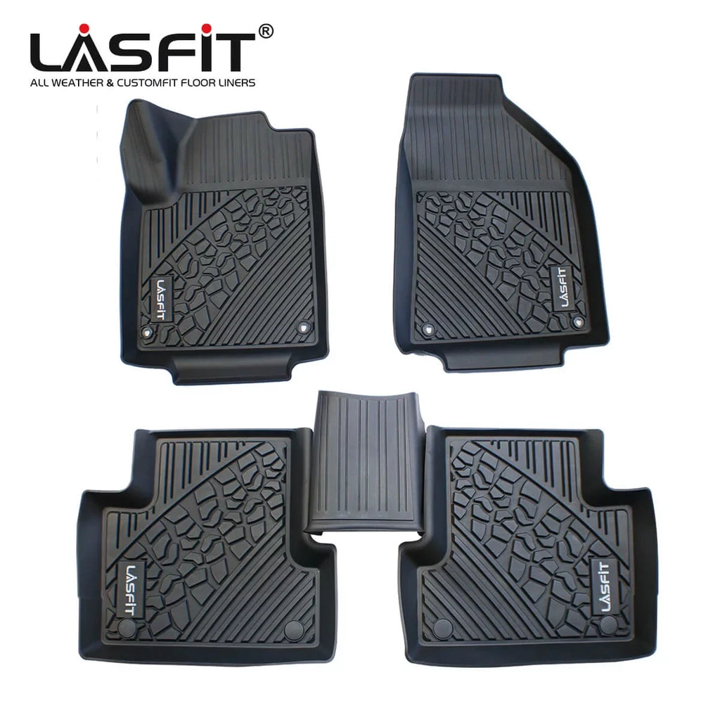 LASFIT Floor Mats for 2015-2021 Jeep Cherokee(Don't Fit Grand CHEROKEE), All Weather Fit TPE Floor Liners Set, 1st and 2nd Row, Black