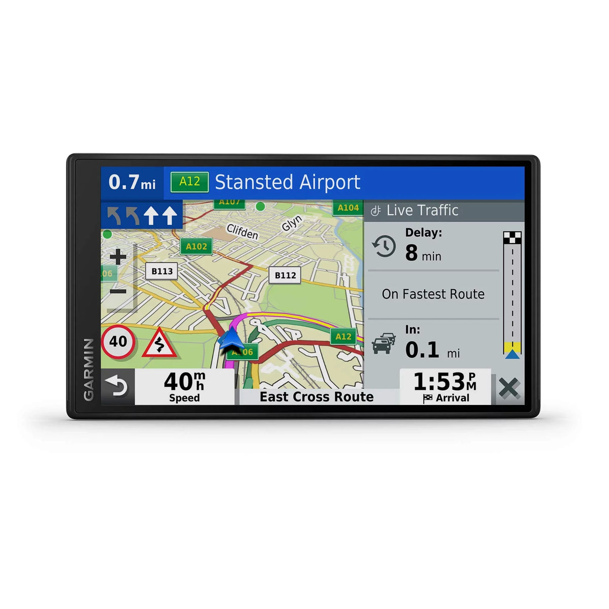 Garmin DriveSmart 55 Mt-D 5.5 inch Sat Nav with Edge to Edge Display, Map Updates for UK, Ireland and Full Europe, Digital Traffic, Bluetooth Hands-Free Calling, Voice Commands and Smart Features