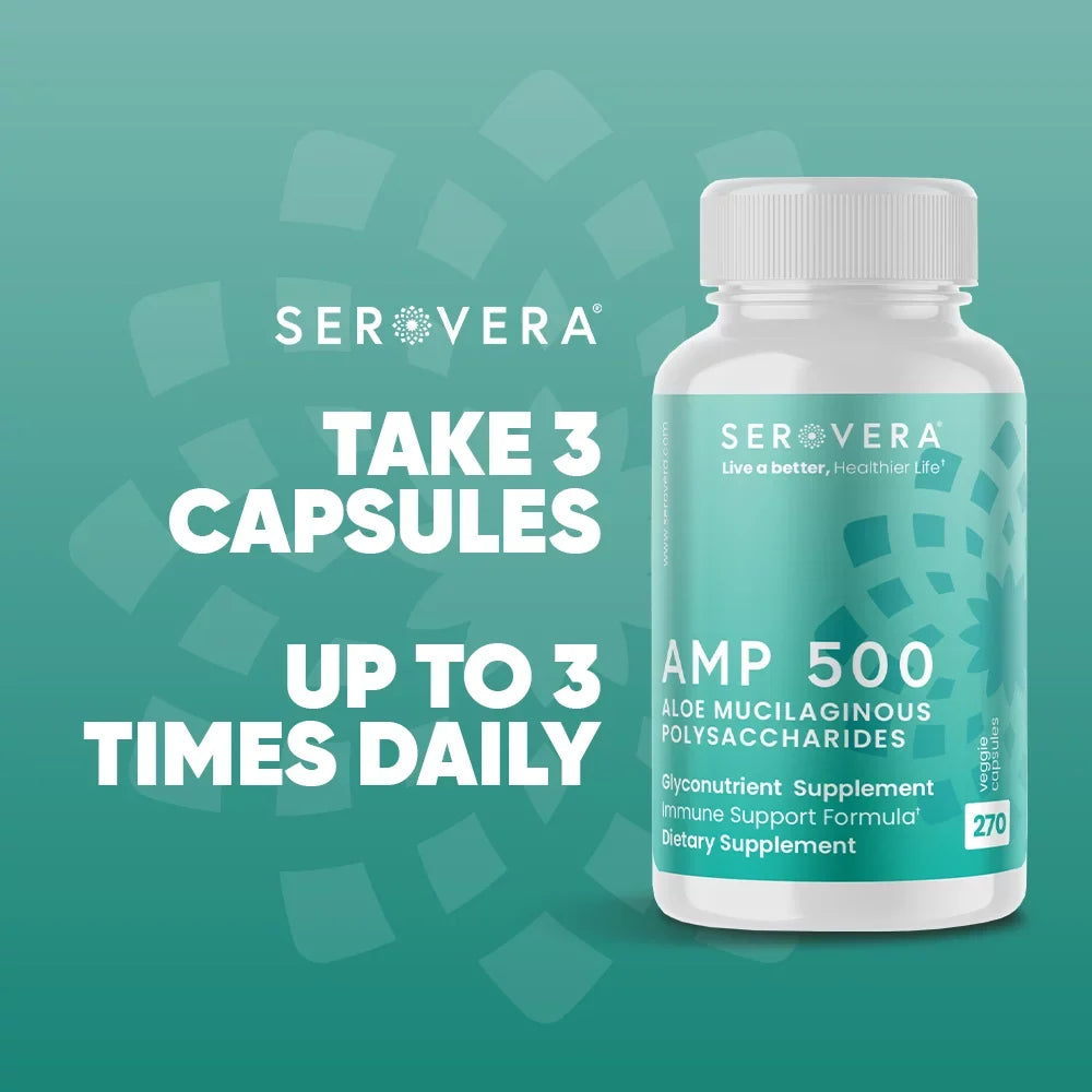 Serovera AMP 500-Immune Support Supplement for Colon Health-Immune System ModuLatitudeor with L-Glutamine-270 Veggie Caps-Gluten Free- Up to 3 Months Supply