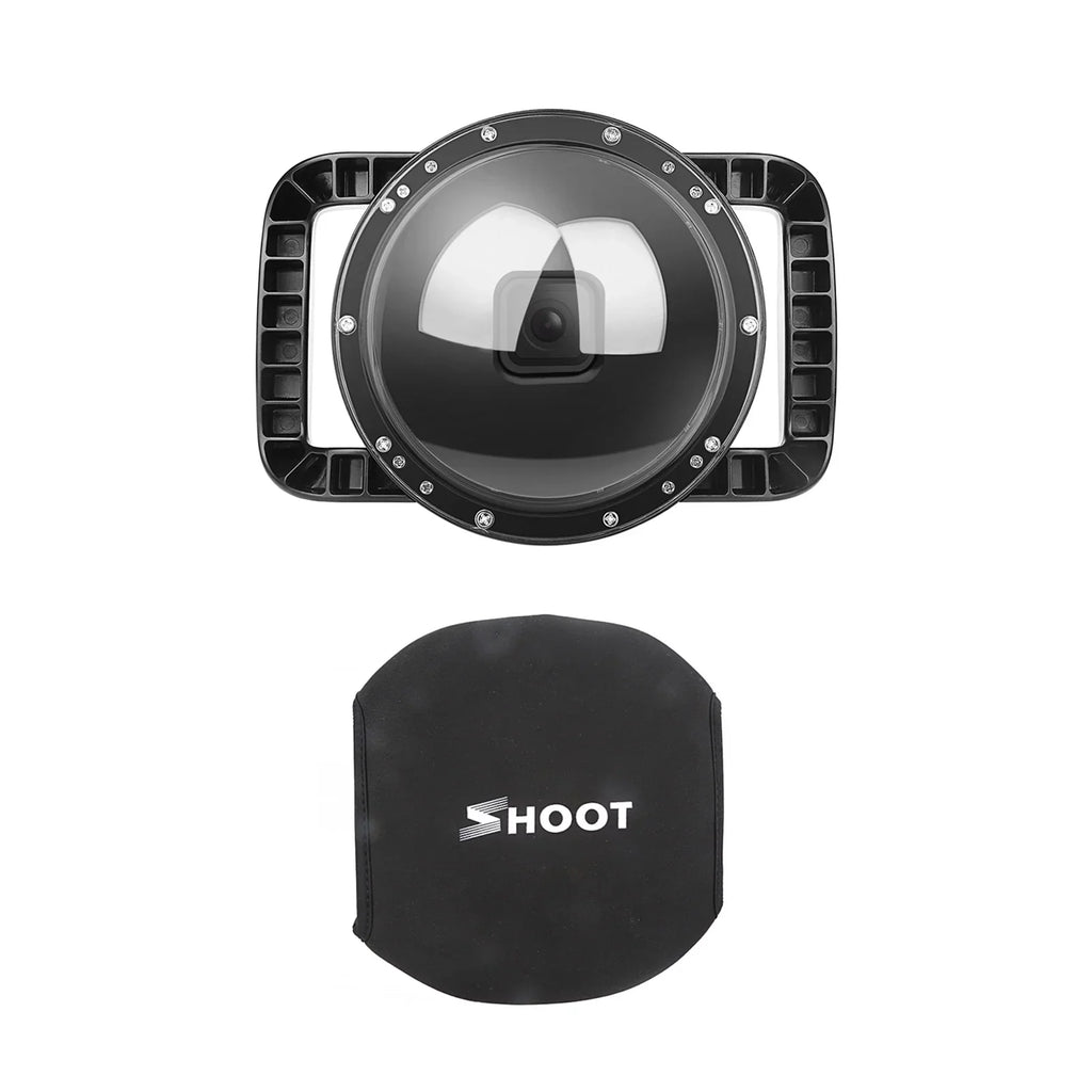 SHOOT XTGP559 Camera Dual Handle Dome Port Waterproof Case Camera Protective Case 45m Waterproof 180° Wide Angle Replacement for   9 Black