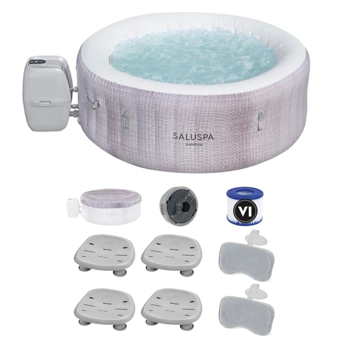 Bestway SaluSpa Cancun InfLatitudeable Hot Tub w/2 SaluSpa Spa Seat & 2 Pillows