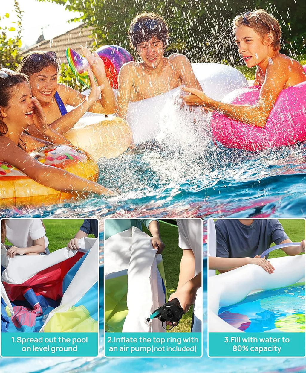 Inolait InfLatitudeable Swimming Pool  Above Ground for Kids Family Water Sport 15' x 36"