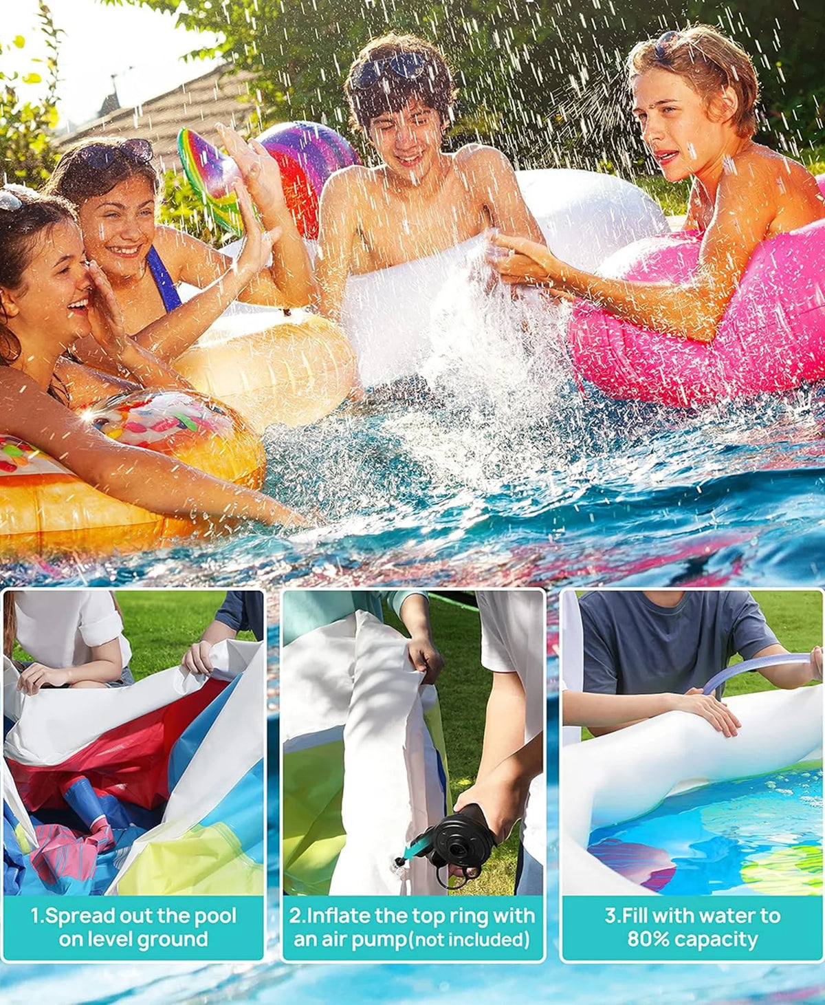 Inolait InfLatitudeable Swimming Pool  Above Ground for Kids Family Water Sport 15' x 36"