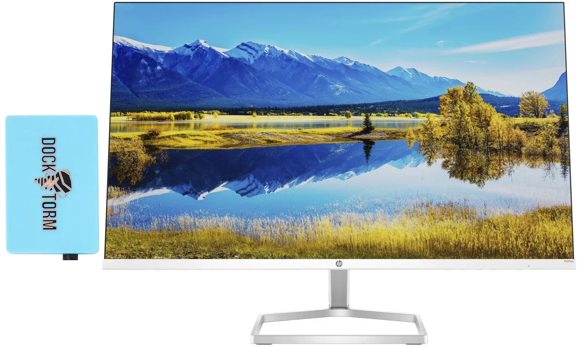 HP M27fwa 27" 16:9 FreeSync IPS Monitor 356D5AA#ABA Bundle With Docztorm Dock, 27" FHD IPS (1920x1080) 75 Hz Native Resolution, 2 HDMI 1.4, 1 VGA, Ideal for Gamers, Ceramic white (2023 Latest Model)