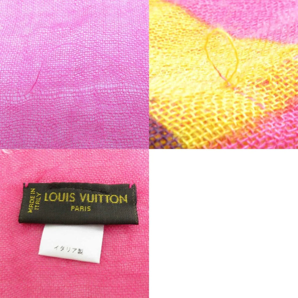 Pre-Owned Louis Vuitton LOUIS VUITTON Shawl Cashmere/Silk Pink/Multicolor Women's e58449a (Good)