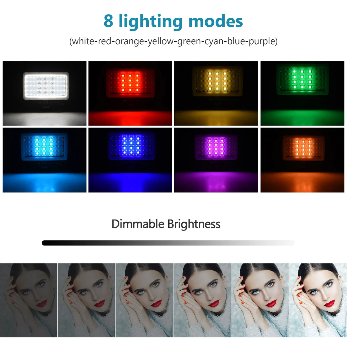 Andoer SL-20 Waterproof RGB Fill Light LED Video Light 8 Modes CRI95+ Dimmable IPX8 Underwater 40M Built-in Rechargeable Battery for Diving Snorkeling Underwater Photography Video Replaceme