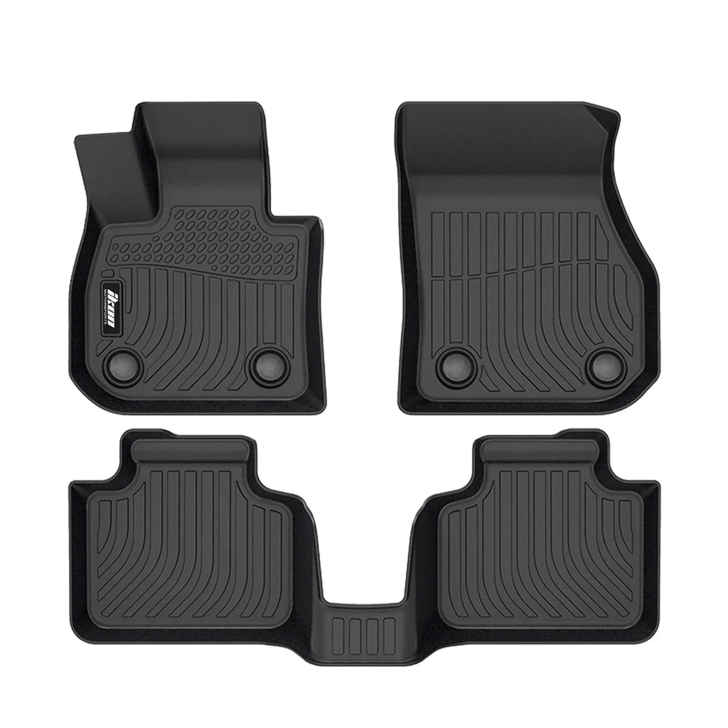 Ikon Motorsports 3D TPE Floor Mats + Trunk Mat Compatible with 2023-2024 BMW X1 U11 Black All Weather Waterproof Anti-Slip Floor Liners Full Set Car Interior Accessories Rear Trunk Tray Cargo Mats 4PC