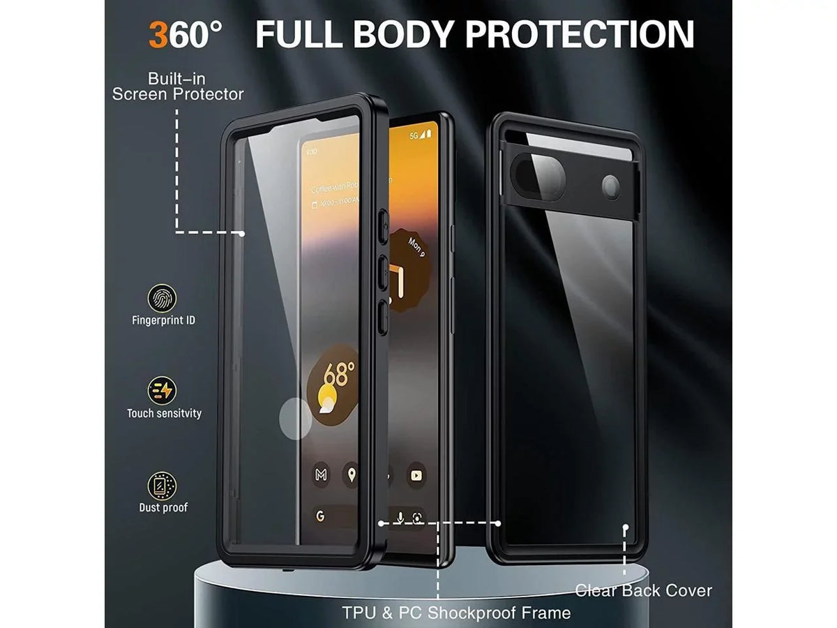 Google Pixel 6A Waterproof Case, IP68 Waterproof Shockproof Protective Case with Screen Protector Underwater Clear Back Cover for Google Pixel 6A 5G