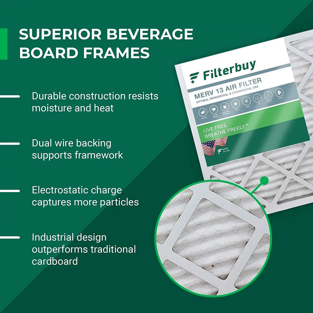 Filterbuy 12x12x2 MERV 13 Pleated HVAC AC Furnace Air Filters (3-Pack)