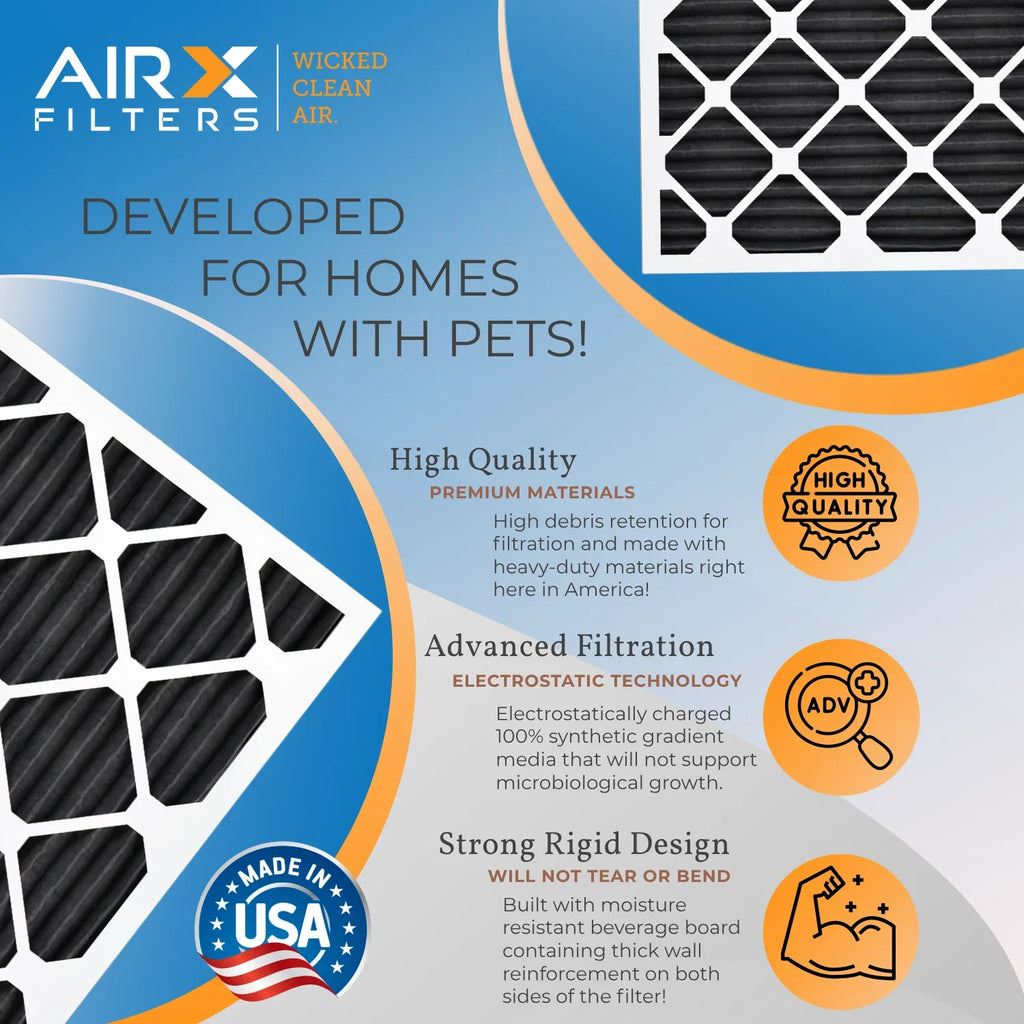 12x24x1 Air Filter Odor Eliminator Carbon Filter MERV 8 Comparable to MPR 700 & FPR 5 AC HVAC Premium USA Made 12x24x1 Furnace Filters by AIRX FILTERS WICKED CLEAN AIR. 6 Pack