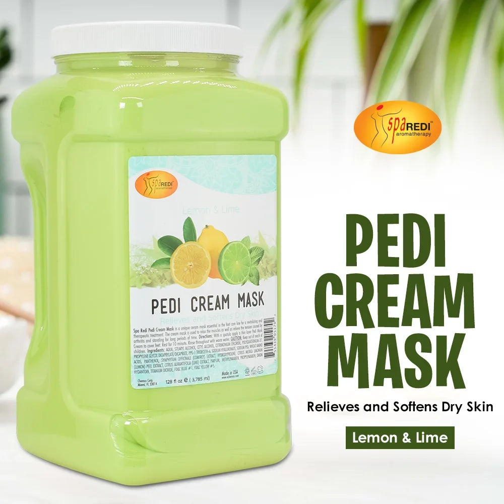 SPA REDI - Body and Foot Cream Mask, Lemon, 128 Oz - Pedicure Massage for Tired Feet and Body, Hydrating, Fresh Skin - Infpre-owned with Hyaluronic Acid, Amino Acids, Panthenol, Comfrey Extract