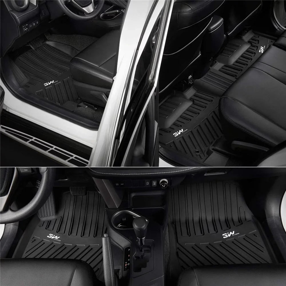 3W Floor Mats for Volkswagen Tiguan (2018-2023),TPE All Weather Custom Fit Floor Liner for Volkswagen Tiguan,1st & 2nd Row Full Set Car Liners,Black