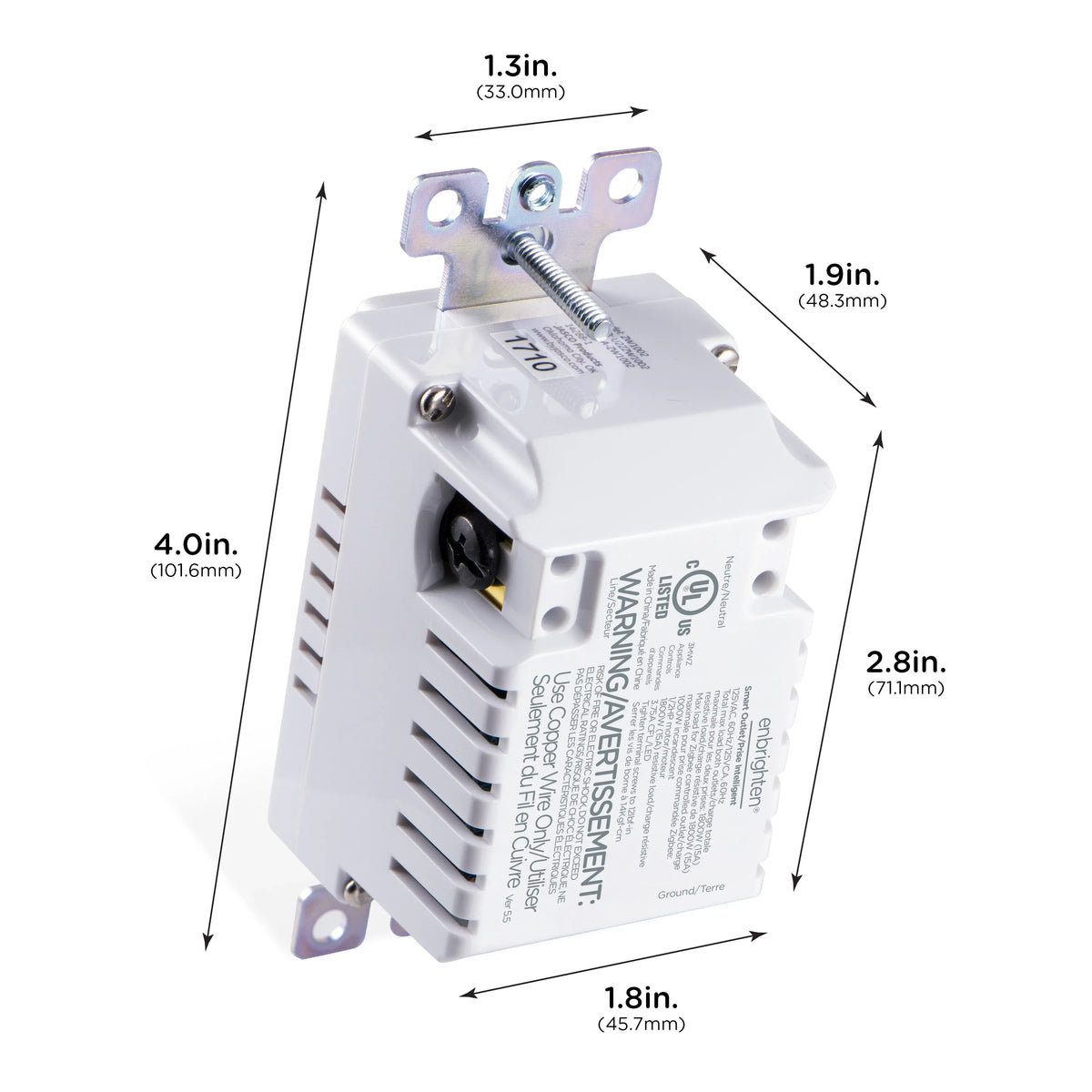 Enbrighten Z-Wave Smart Tamper-Resistant Outlet, Z-Wave Hub Required, 55256, White