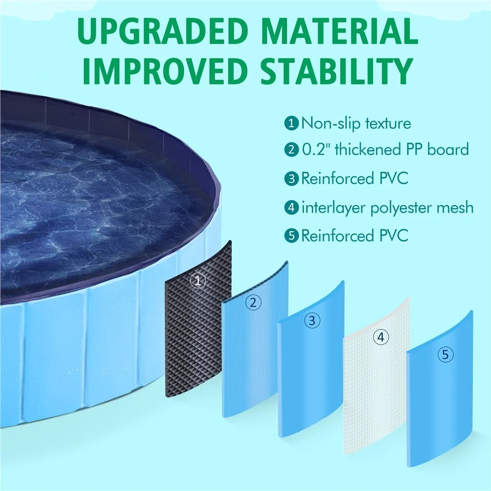 Topeakmart Foldable Dogs Swimming Pool for Indoor and Outdoor, XXXXL, Blue