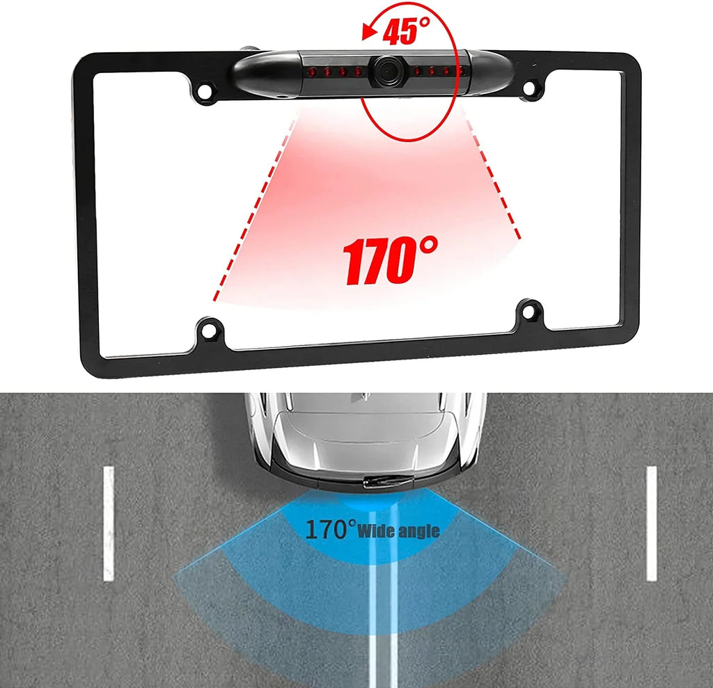 License PLatitudee Backup Camera, Night Vision Rear View Camera with 8 s 170° Viewing Angle, Waterproof Backup Rear