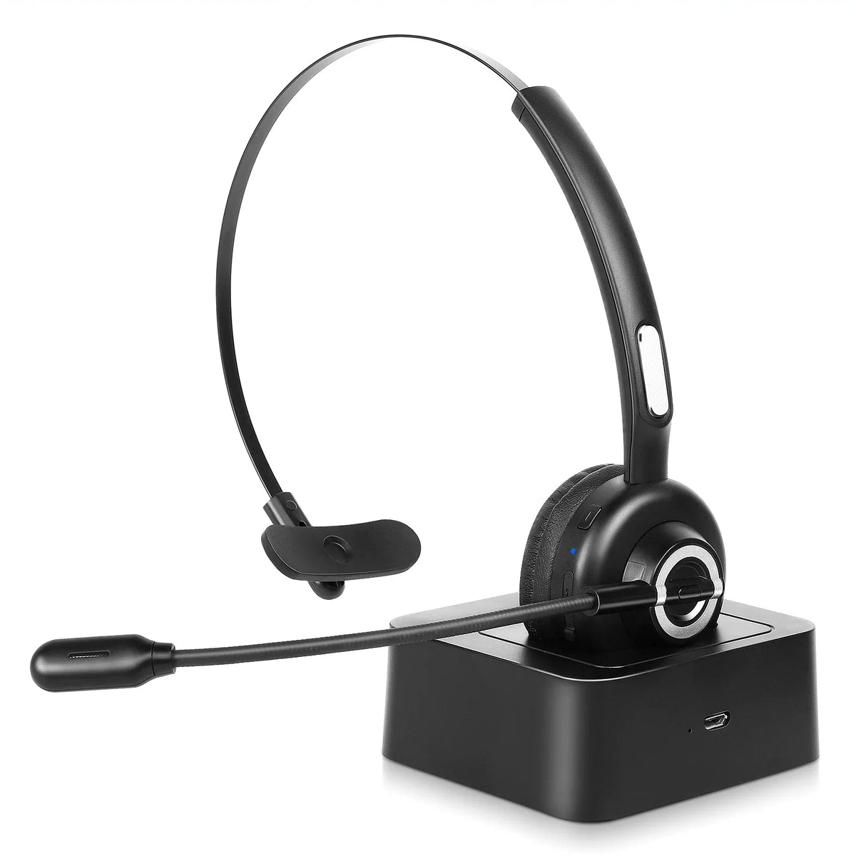 Comfortable Bluetooth Headset, UX-M97 Wireless Headset with Microphone, Wireless Cell Phone Headset with Noise IsoLatitudeion Mic Charging Base Mute Function for Apple iPhone 11 Pro Max With Charging Dock