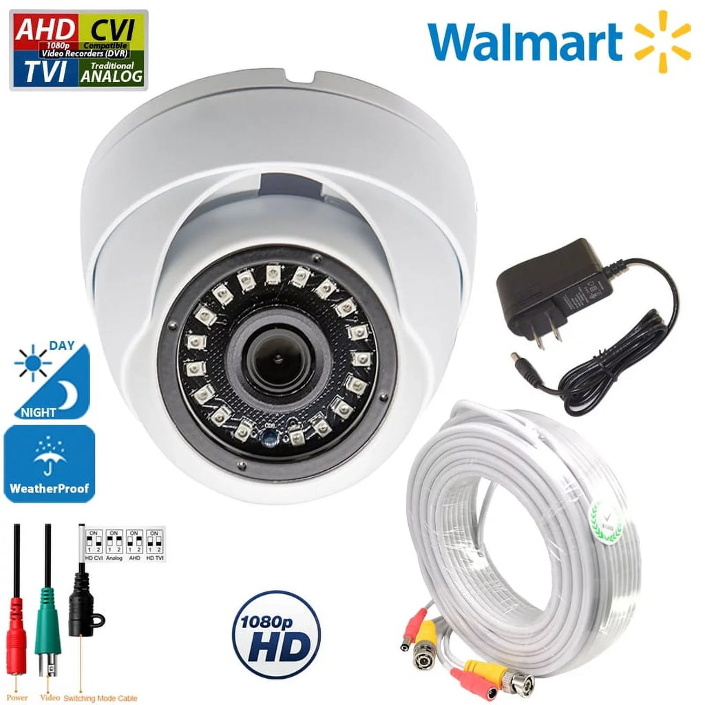 Evertech 1080p HD CCTV Security Surveillance Camera with 100 feet Video & Power Cable and Power Adapter