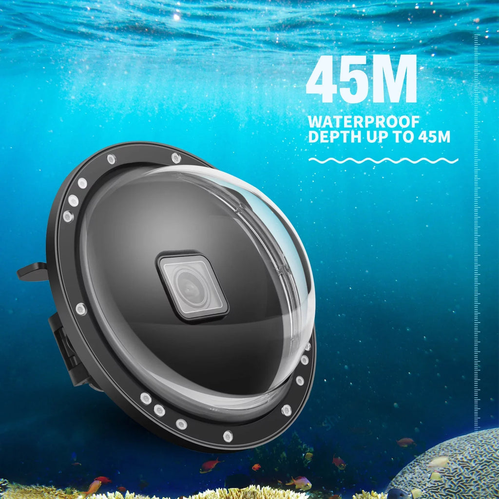 SHOOT XTGP559 Camera Dual Handle Dome Port Waterproof Case Camera Protective Case 45m Waterproof 180° Wide Angle Replacement for   9 Black
