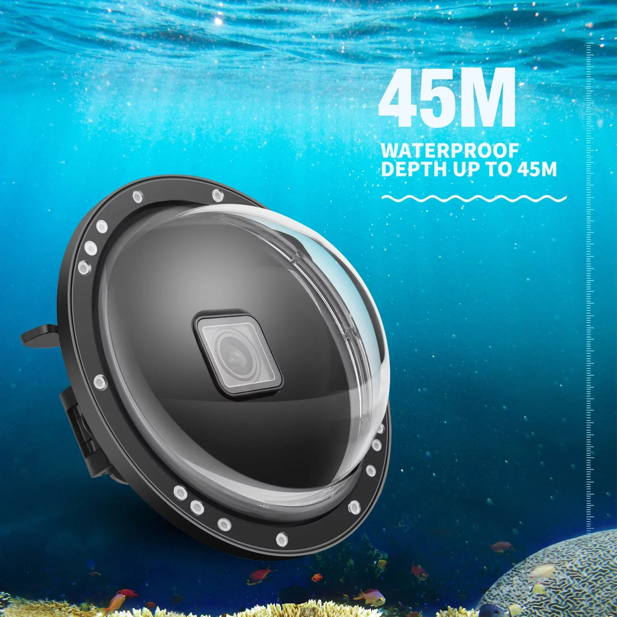 SHOOT XTGP559 Camera Dual Handle Dome Port Waterproof Case Camera Protective Case 45m Waterproof 180° Wide Angle Replacement for   9 Black