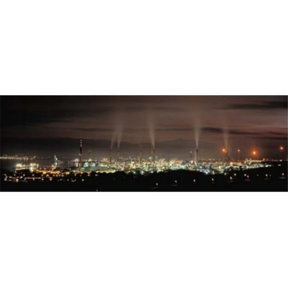 Panoramic Images  High angle view of oil refinery at lit up at night La Linea De La Concepcion Andalusia Spain Poster Print by Panoramic Images - 36 x 12