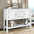 TREXM Cambridge Series Ample Storage Vintage Console Table with Four Small Drawers and Bottom Shelf for Living Rooms  Entrances and Kitchens (Light Navy  OLD SKU  WF190263AAH)