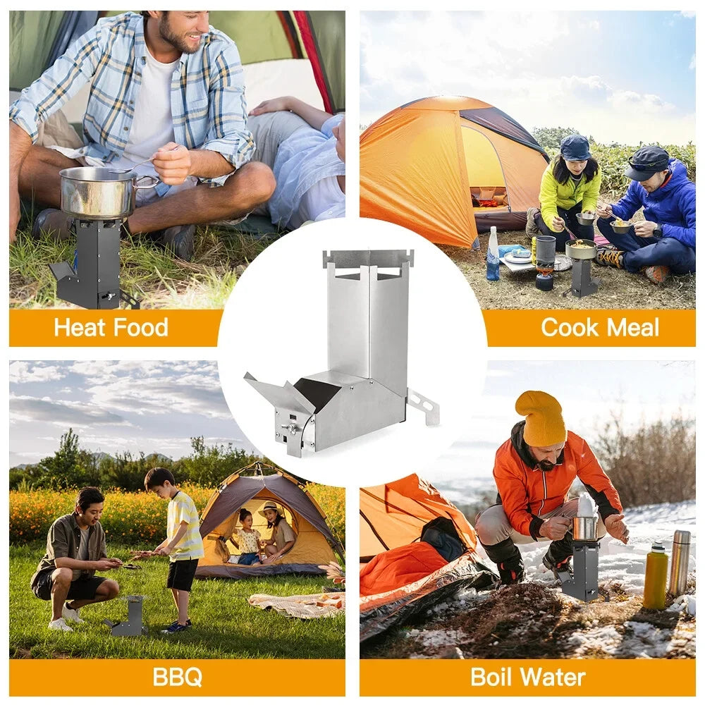 Lixada  furnace,Tent Stove Picnic Bbq Wood Stainless Steel Stove Camp TentCollapsible Stainless Steel Stove With Handle Wood HuntersTent Stove Wood Stove Wood Stove Stove