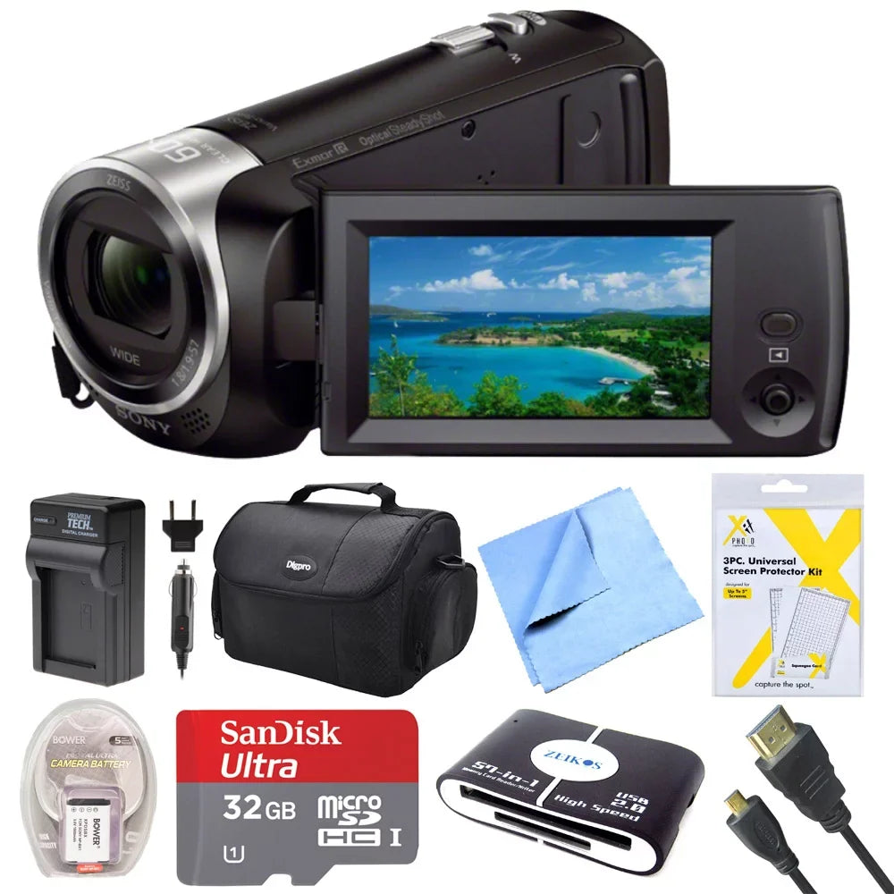 Sony HDRCX405 HDR-CX405 CX405 Video Recording Handycam Camcorder Bundle with Deluxe Bag, 32GB MicroSDHC Memory Card, AC/DC Charger, HDMI Cable, Battery Pack, and More