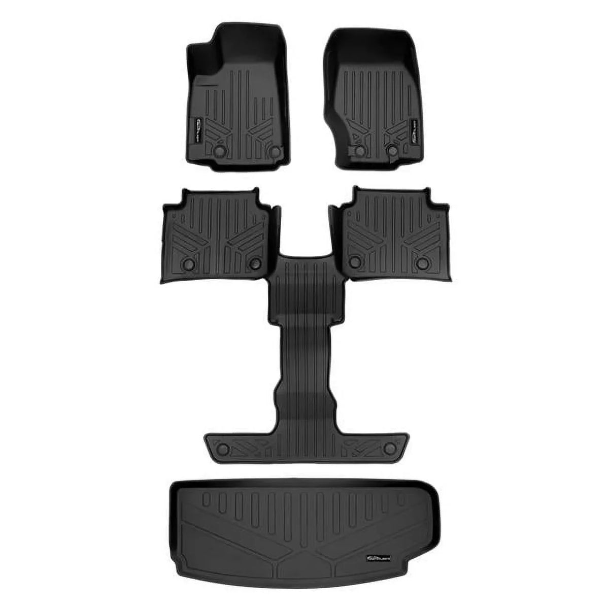 Smartliner SA0568-B0570-E0568 All Weather Custom Fit Black 3 Row & Cargo Liner Behind the 3rd Row Floor Mat Liner Set for 2021-2023 Jeep Grand Cherokee L, Black