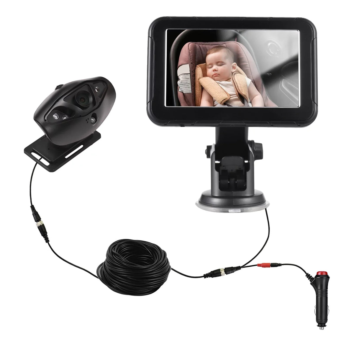 Pinnaco Baby Car High Resolution Camera InvigiLatitudeor 5 Inch Mirror Display Night Vision 150° Wide View