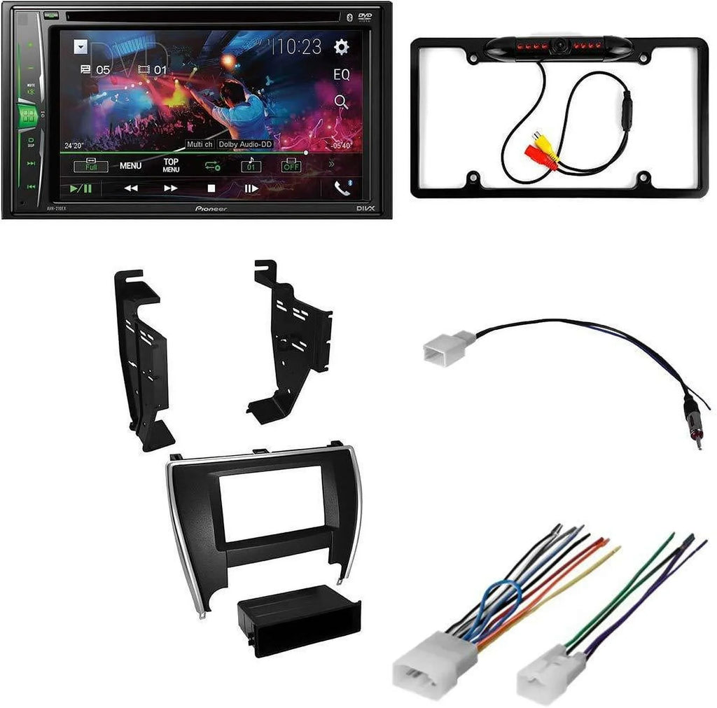 KIT4954 Bundle for 2015-2016 Toyota Camry W/ Pioneer Double DIN Car Stereo with Bluetooth/Backup Camera/InstalLatitudeion Kit/in-Dash DVD/CD AM/FM 6.2" WVGA Touchdisplay Digital Media Receiver