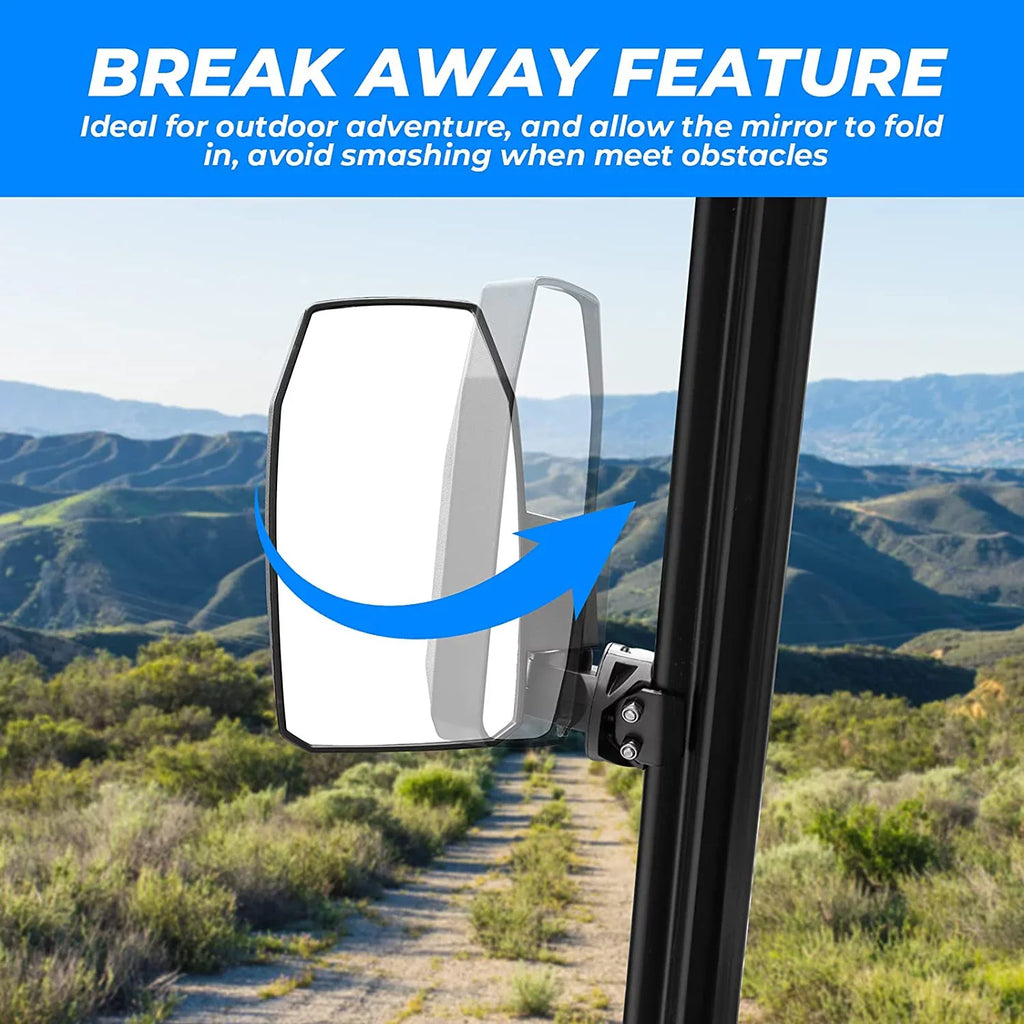 Kemimoto Side Mirrors,Wider UTV Side Mirrors Rear View Mirrors Compatible with Polaris Ranger XP 1000 900 570 General 1000 Can-Am Defender Maverick Trail for Pro-Fit (Not Door)