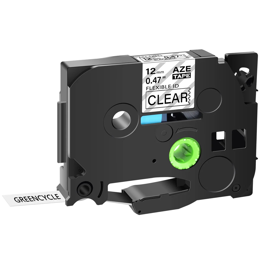 GREENCYCLE 40PK Compatible for Brother P-interactive 12mm x 8m Black on Clear TZ TZe TZe-FX131 TZ-FX131 TZe-131 TZ-131 Flexible ID Cable Wire Label Tape