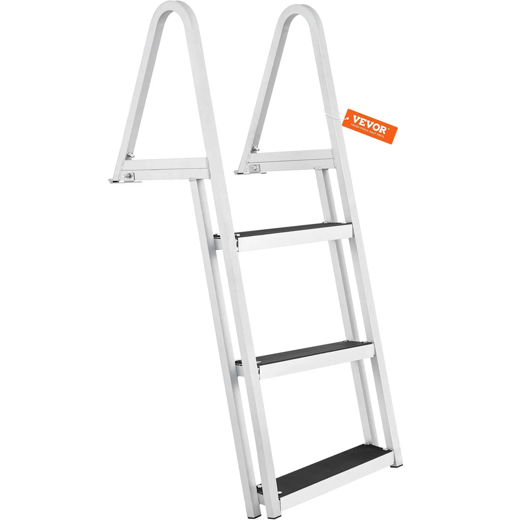 VEVOR Removable 3-Step Dock Ladder - 350 lbs Capacity, Aluminum Alloy with 4'' Wide Nonslip Steps, Simple InstalLatitudeion for Boats, Lakes, Pools & Marine Access