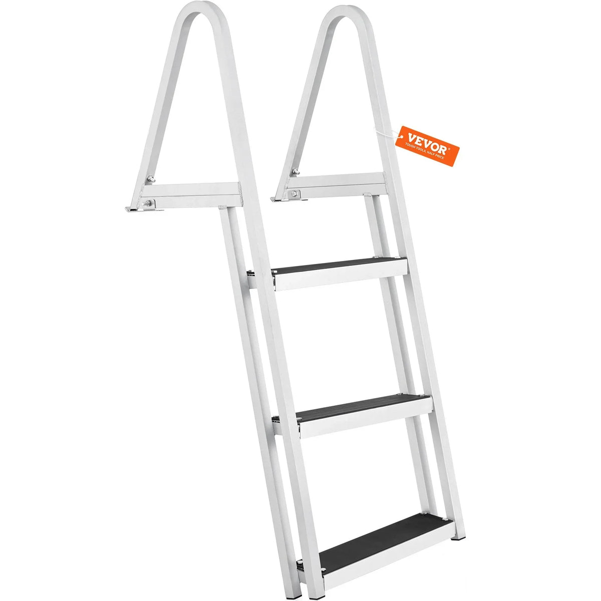 VEVOR Removable 3-Step Dock Ladder - 350 lbs Capacity, Aluminum Alloy with 4'' Wide Nonslip Steps, Simple InstalLatitudeion for Boats, Lakes, Pools & Marine Access