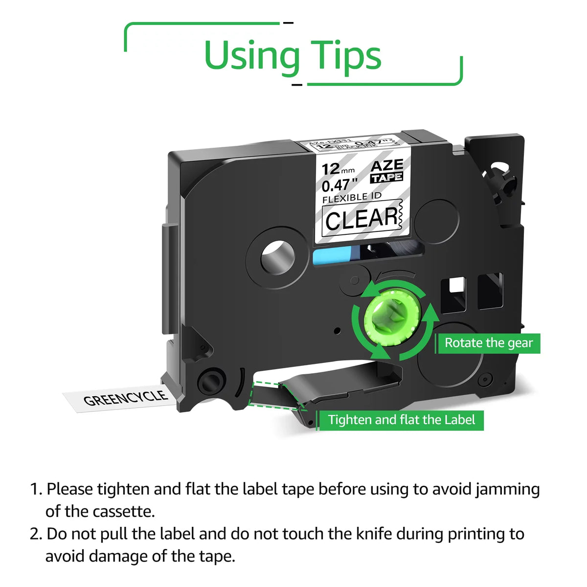 GREENCYCLE 30PK Compatible for Brother P-interactive 12mm x 8m Black on Clear TZ TZe TZe-FX131 TZ-FX131 TZe-131 TZ-131 Flexible ID Cable Wire Label Tape