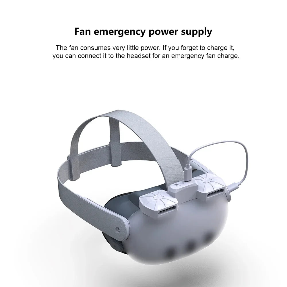 VR Air CircuLatitudeion Cooling Fan Replacement Face Mask for Quest 3 Magnetic Dual Fans Inward Cool Air/Outward Heat Dissipation Eliminates Glasses Fogging