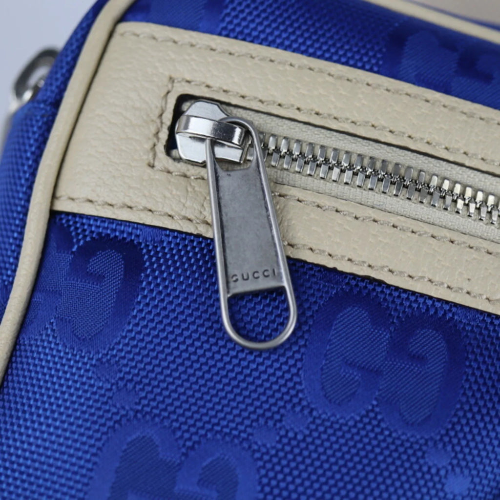 Pre-Owned GUCCI Gucci Off The Grid Belt Bag Body 631341 Nylon Leather Blue Beige Pouch Waist One Shoulder Japan Limited (Like New)