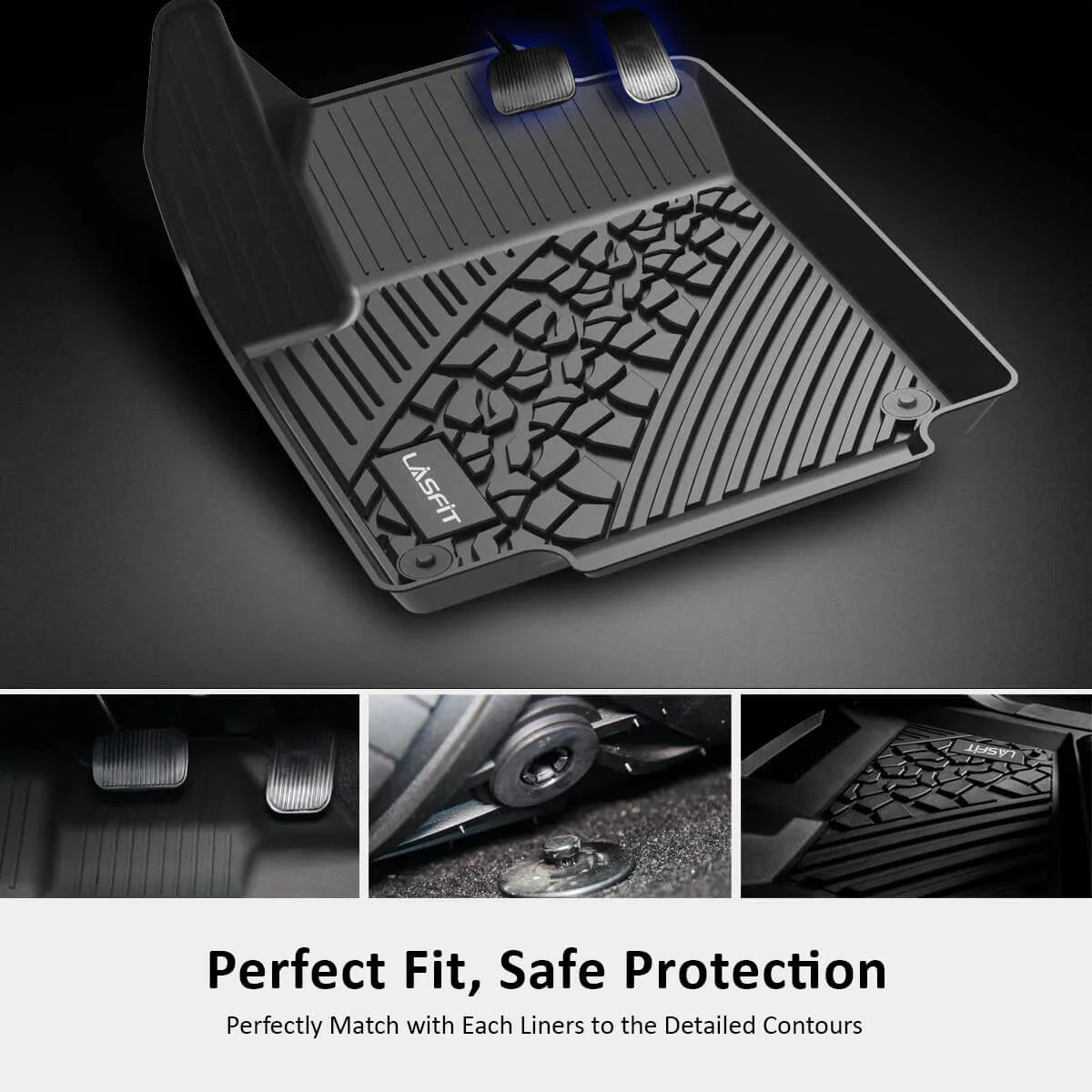 LASFIT Floor Mats for 2015-2021 Jeep Cherokee(Don't Fit Grand CHEROKEE), All Weather Fit TPE Floor Liners Set, 1st and 2nd Row, Black
