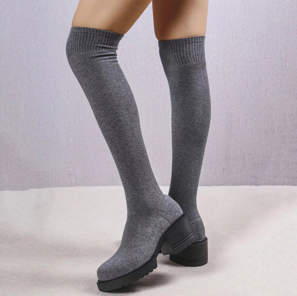 PMUYBHF Pull on Work Boots Women Minimalist Heeled Sock Boots Long Boots Ladies Knee Length Boots Buckle Winter Boots for Women Waterproof Snow Size 11