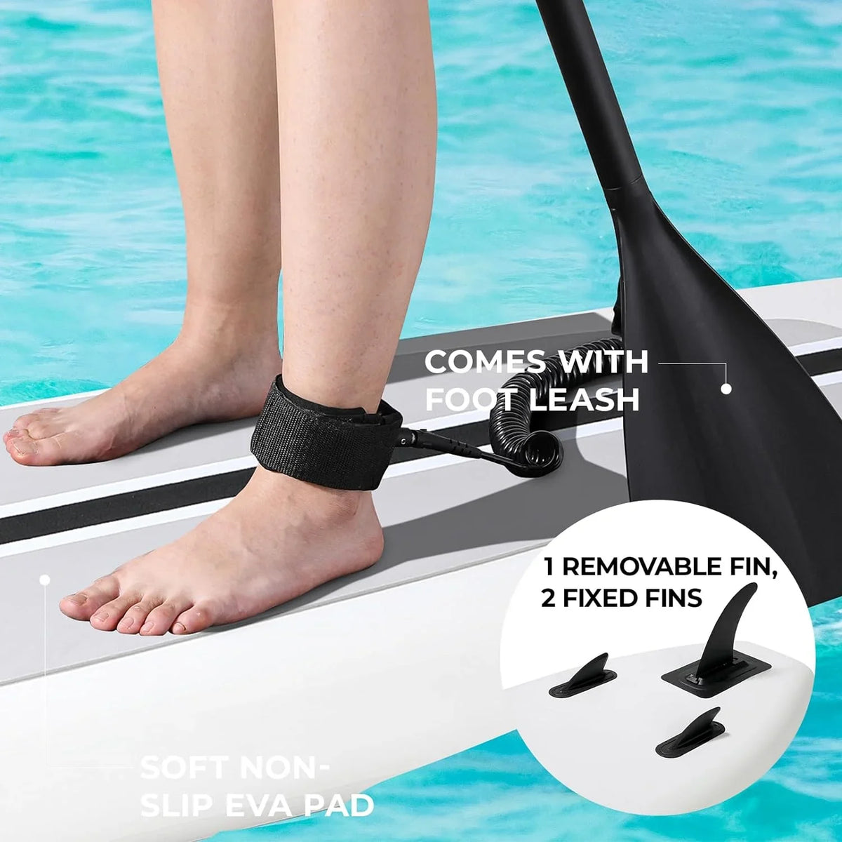 streakboard 10FT InfLatitudeable Paddle Board Stand-up Paddle Board SUP 6’’ Thick Board with Full Accessories, White