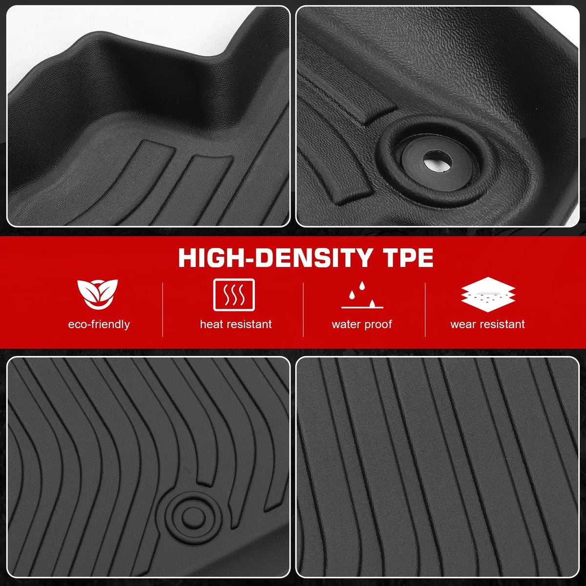 Ikon Motorsports 3D TPE Floor Mats + Trunk Mat Compatible with 2023-2024 BMW X1 U11 Black All Weather Waterproof Anti-Slip Floor Liners Full Set Car Interior Accessories Rear Trunk Tray Cargo Mats 4PC