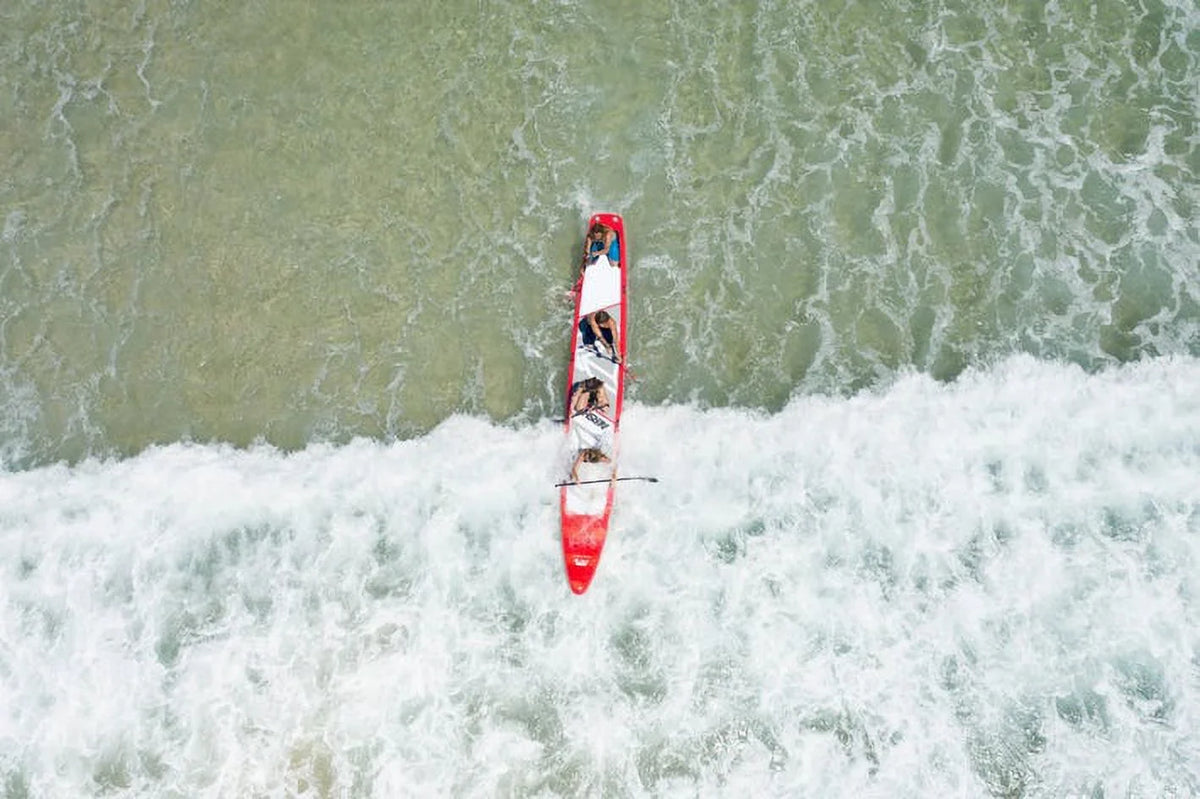 Aqua Marina Stand Up Multi-Person Paddle Board - AIRSHIP RACE 22'0" - InfLatitudeable SUP Package, including Carry Bag, Paddle, Fin, Pump & Safety Harness