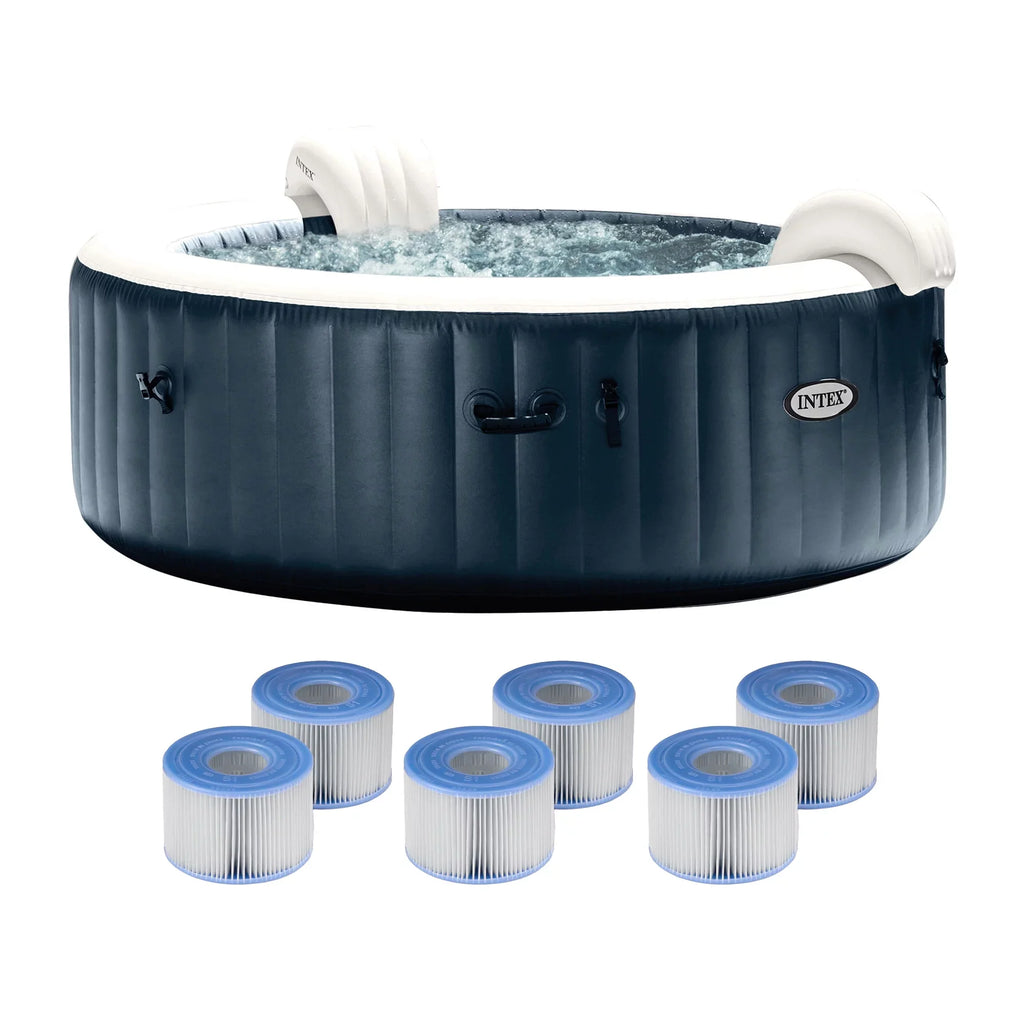 Intex PureSpa Plus Portable InfLatitudeable Hot Tub Jet w/ 6 Filter Cartridges